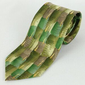 J. Garcia Like A Twittering Machine Men's Green Brown 100% Silk Tie